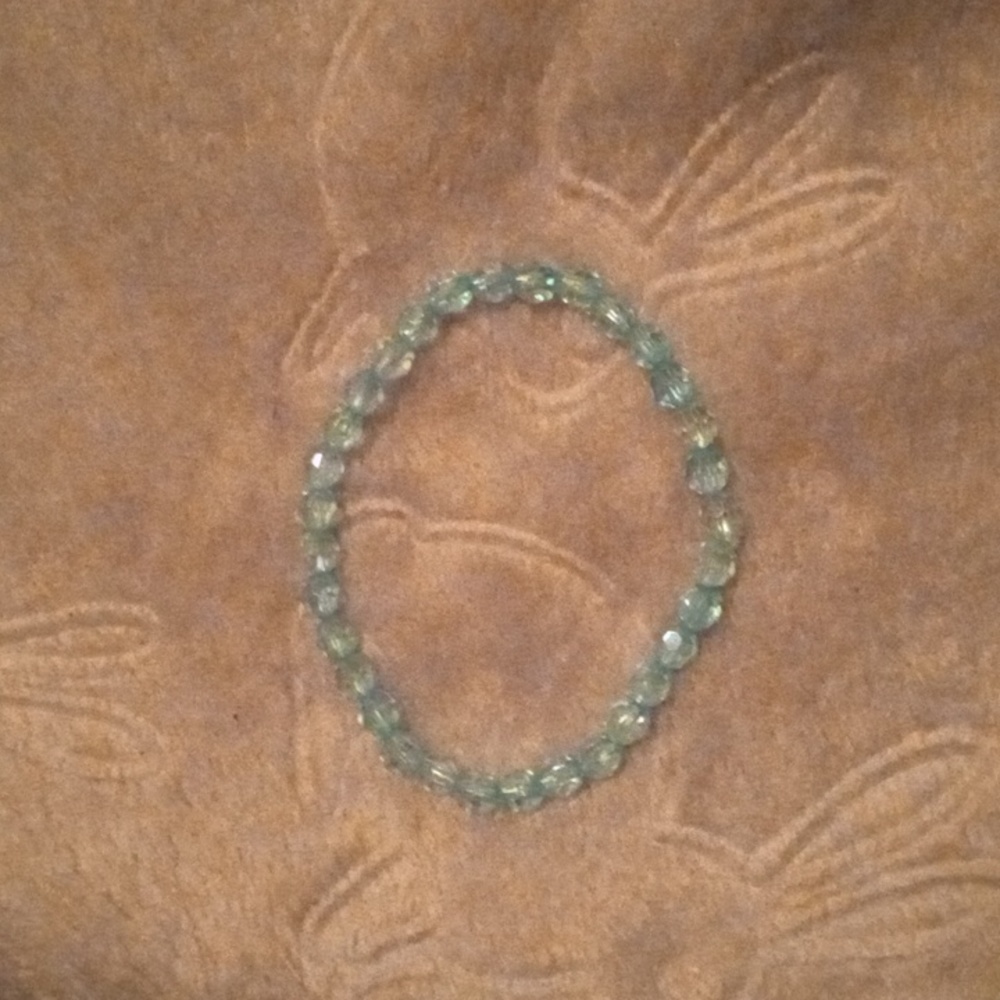Minimalist handmade shiny and iridescent fun casual light blue bracelet